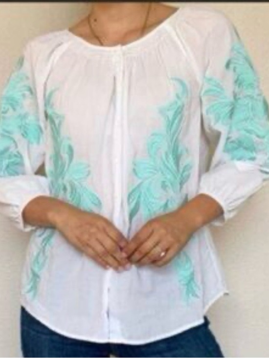 Sundance Tops - Sundance Embroidered Peasant Cotton Top White Size Medium